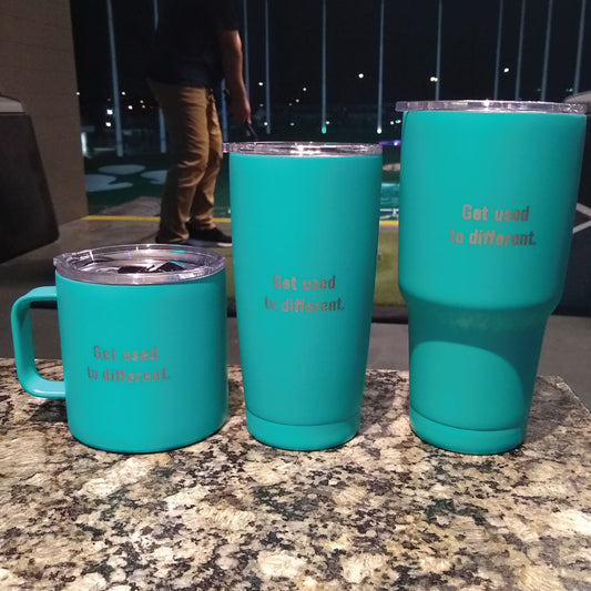 "Get Used to Different" Stainless Steel Teal Tumbler 3-Piece Bundle