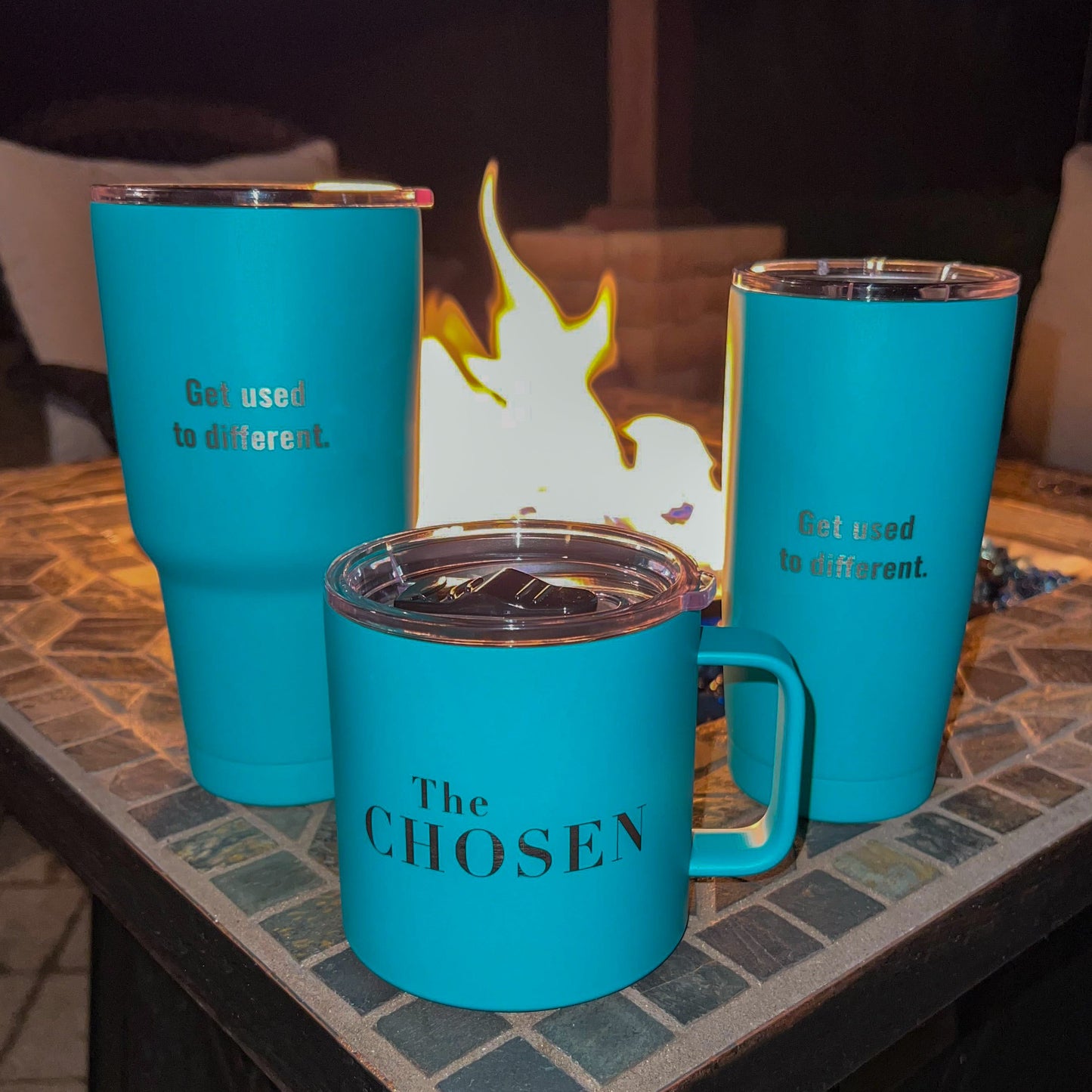 "Get Used to Different" Stainless Steel Teal Tumbler or Mug