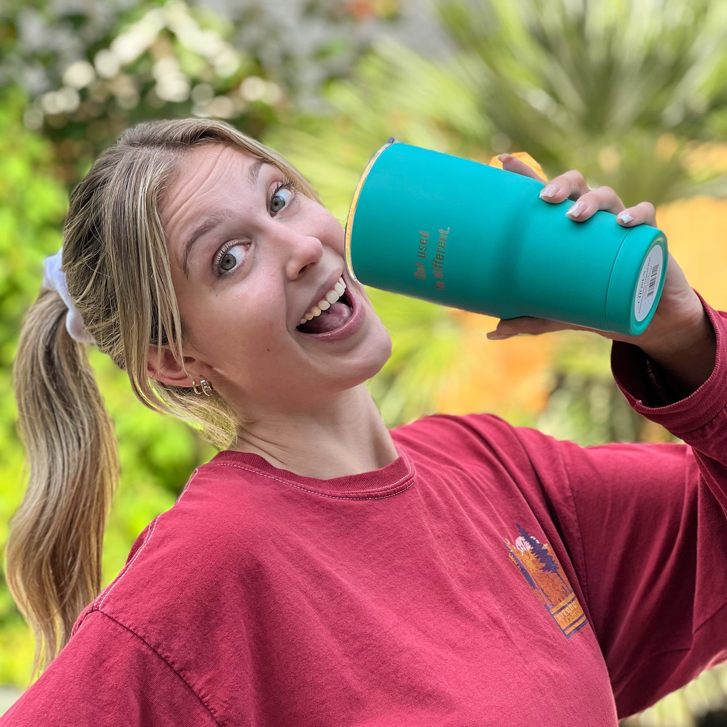 "Get Used to Different" Stainless Steel Teal Tumbler 3-Piece Bundle